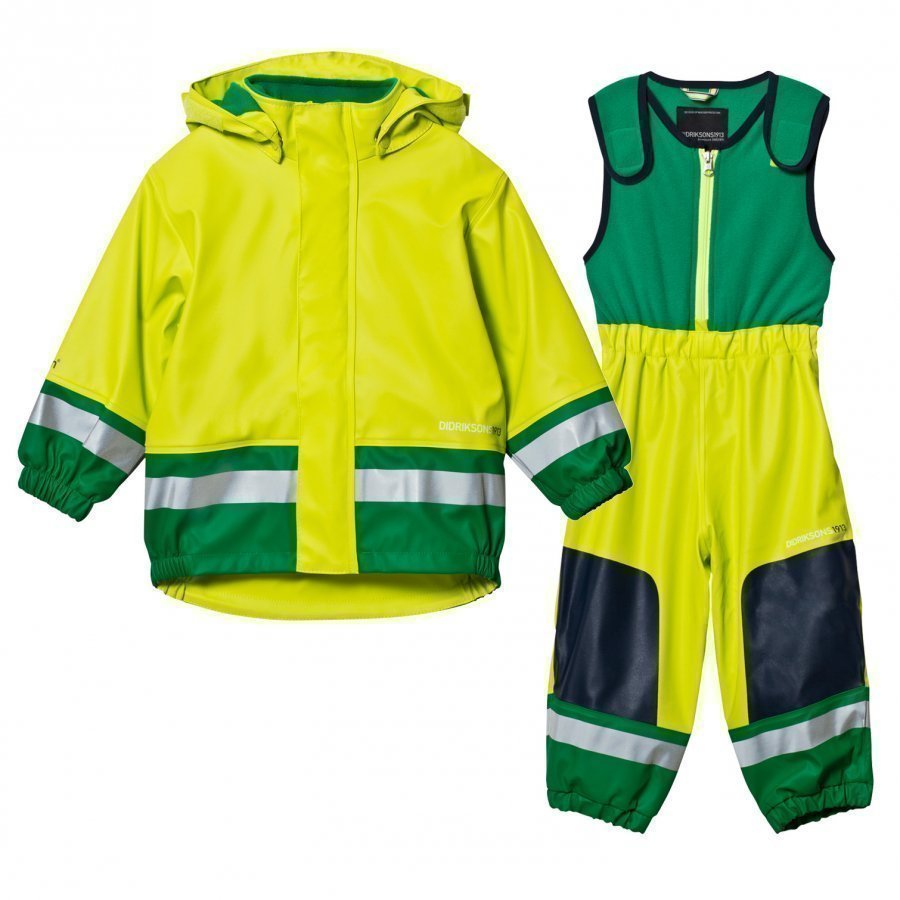 Didriksons Boardman Kids Rain Set Maize Green Sadesetti