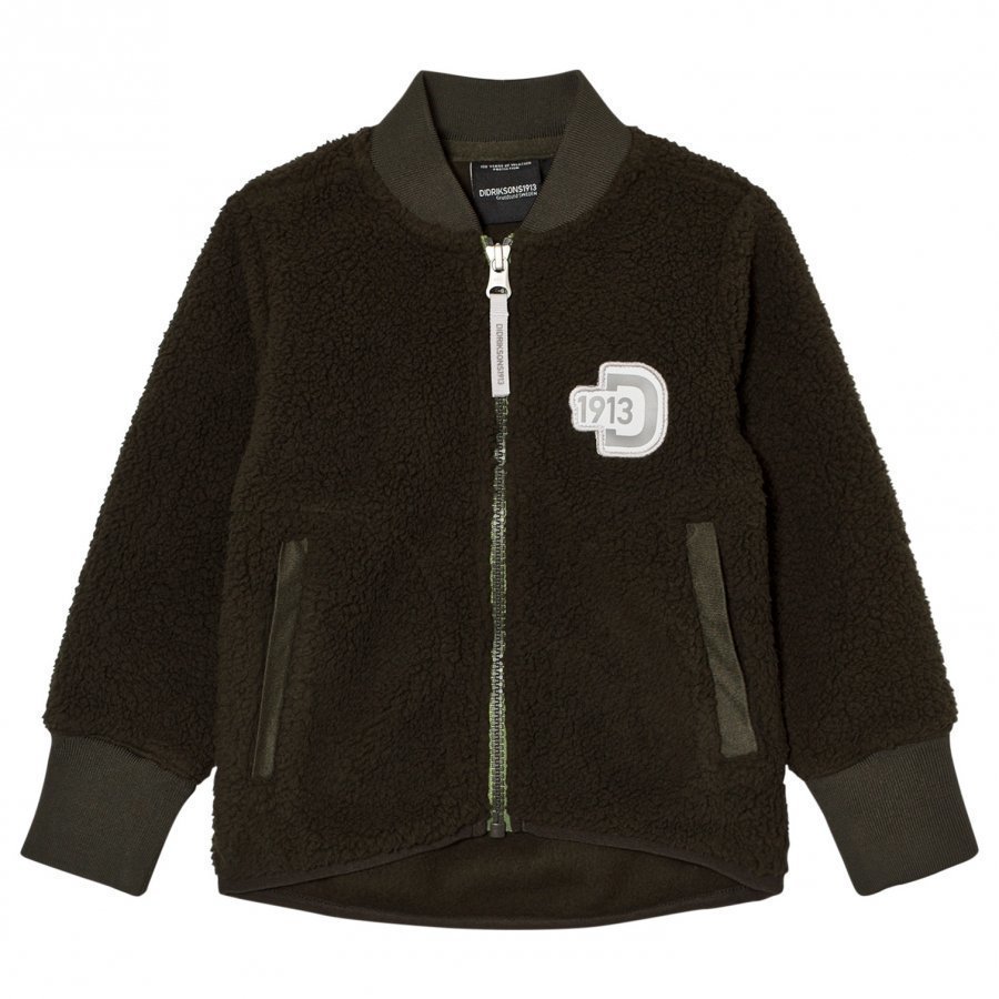 Didriksons Orsa Kid's Pile Jacket Stone Green Fleece Takki