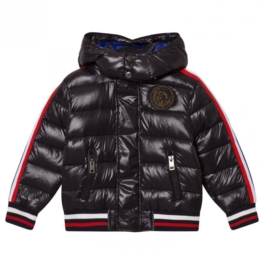 Diesel Black Hooded Puffer Jacket Toppatakki