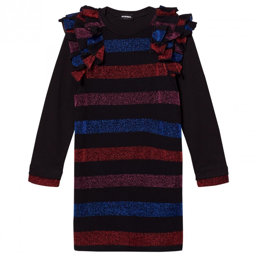 Diesel Black/Multi Colour Stripe Long Sleeve Dress Mekko