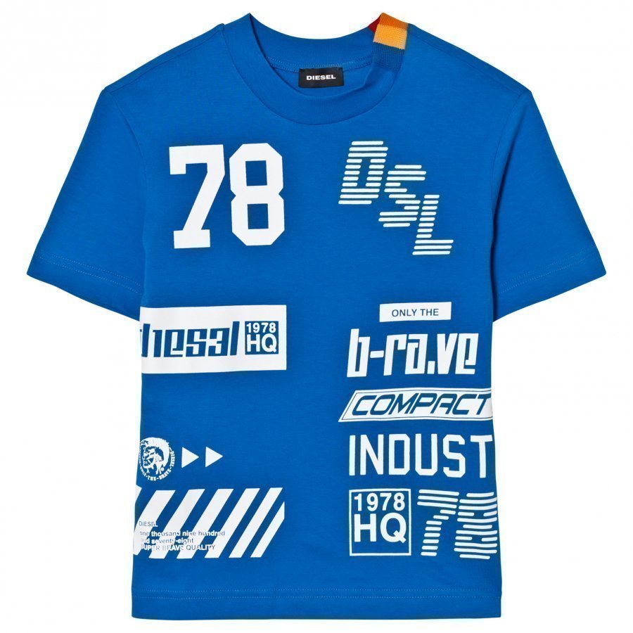 Diesel Blue All Over Logo Tee T-Paita