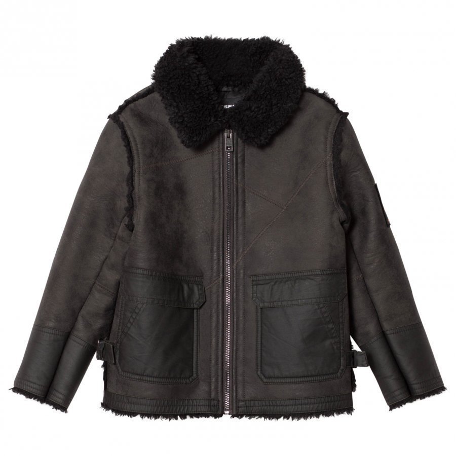 Diesel Dark Grey Sheepskin Jacket Turkis