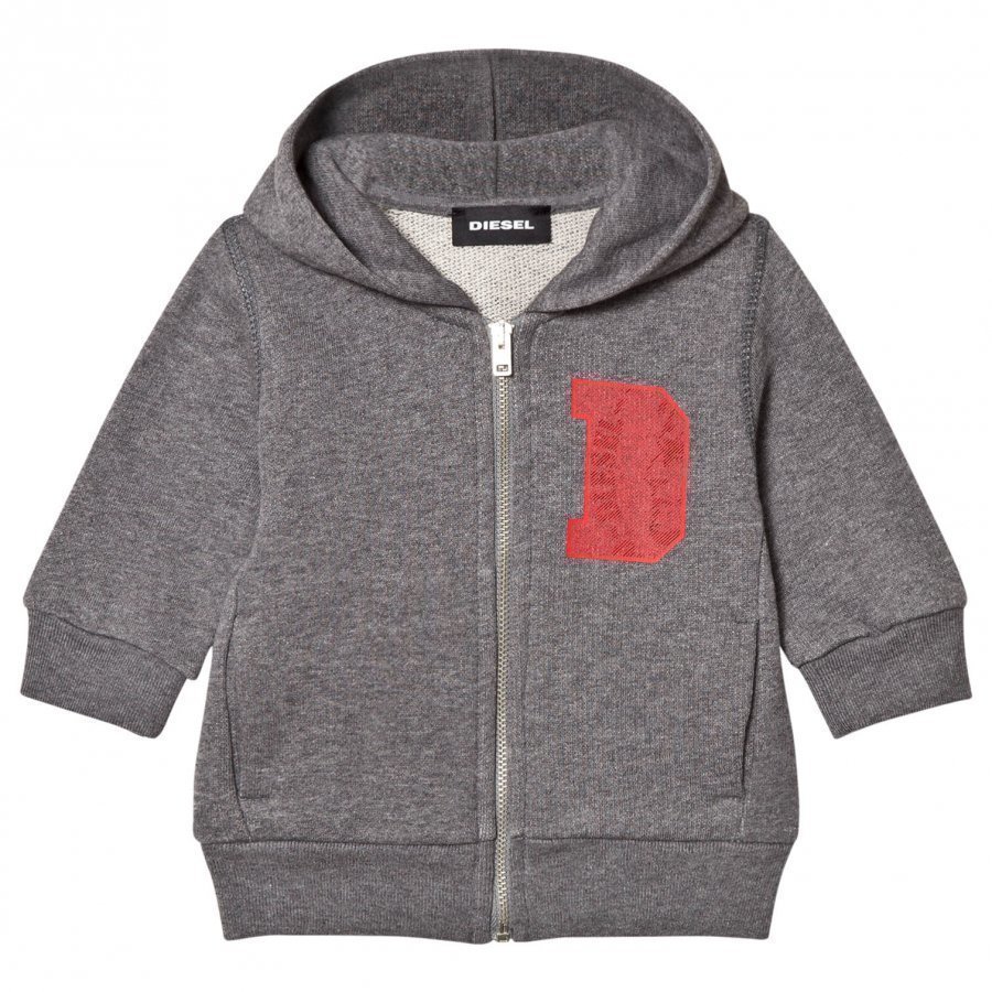 Diesel Grey D Logo Print Baby Zip Hoodie Verryttelyasu