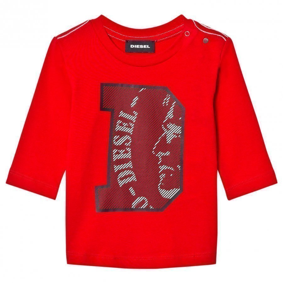 Diesel Long Sleeve D Logo Tee Red Pitkähihainen T-Paita