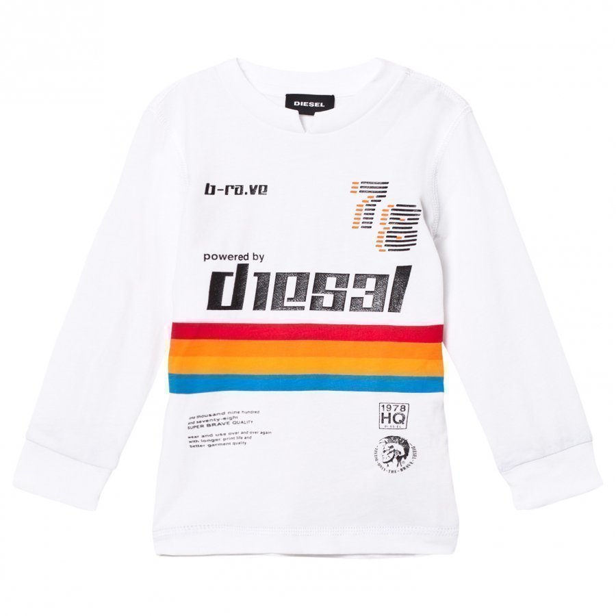 Diesel White Rainbow Stripe Long Sleeve Tee Oloasun Paita