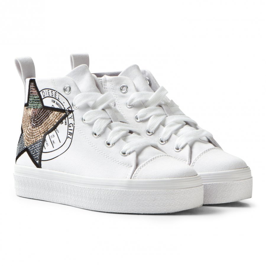 Diesel White Wedged Star Hi Top Trainers Lenkkarit