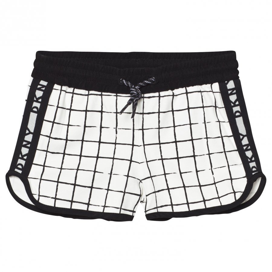 Dkny Black And White Check Branded Sweat Shorts Oloasun Shortsit