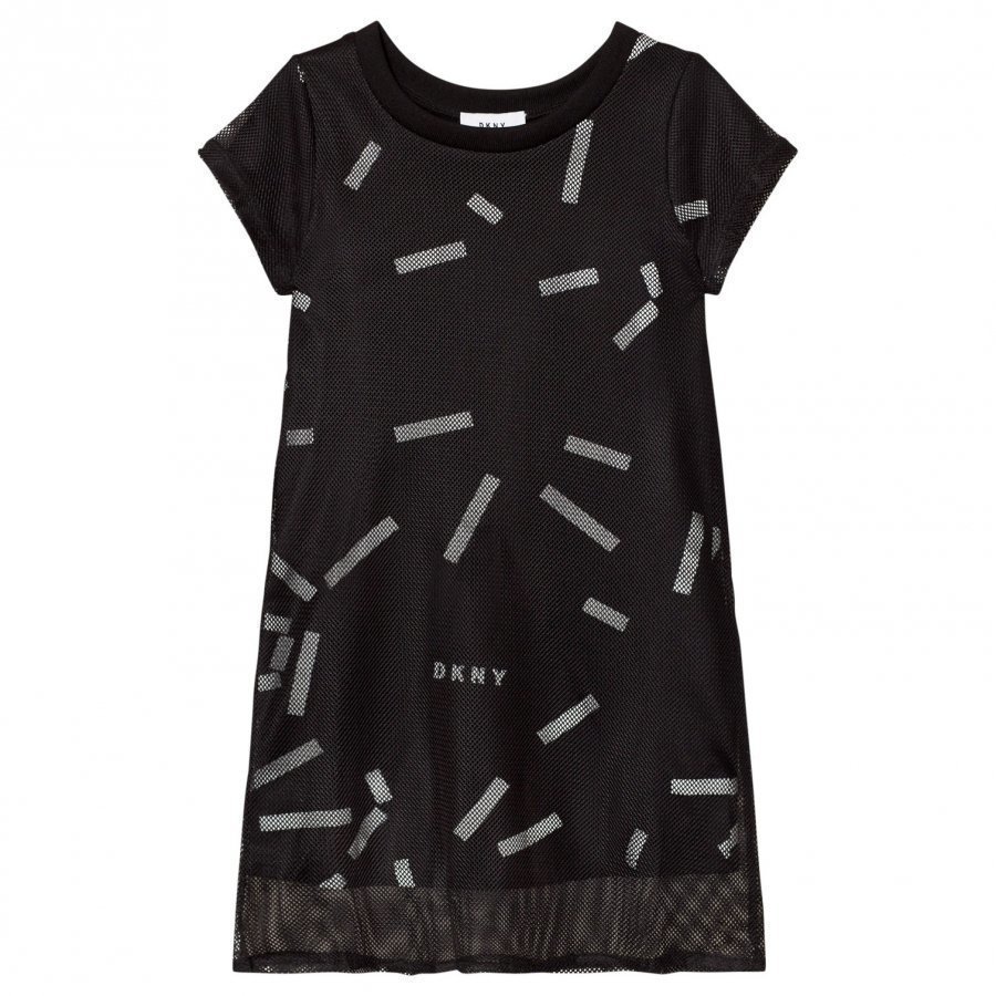 Dkny Black Branded Confetti Print Dress Juhlamekko