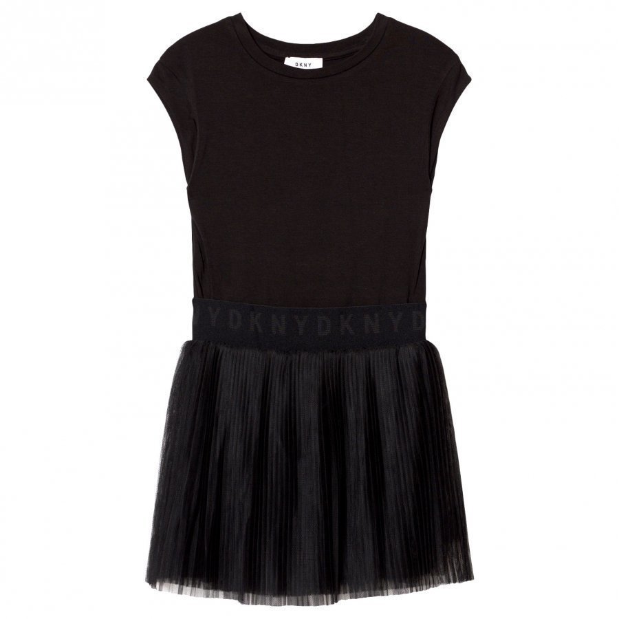 Dkny Black Sweat Dress Tulle Skirt Mekko