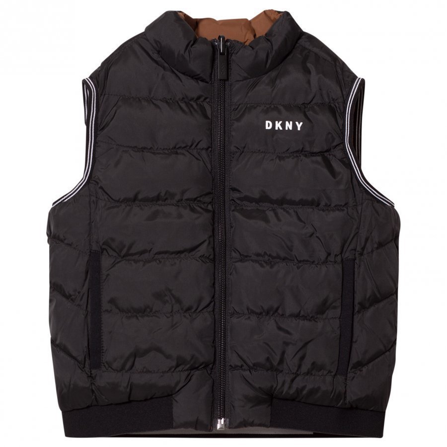 Dkny Reversible Puffer Gilet Black/Brown Toppaliivi