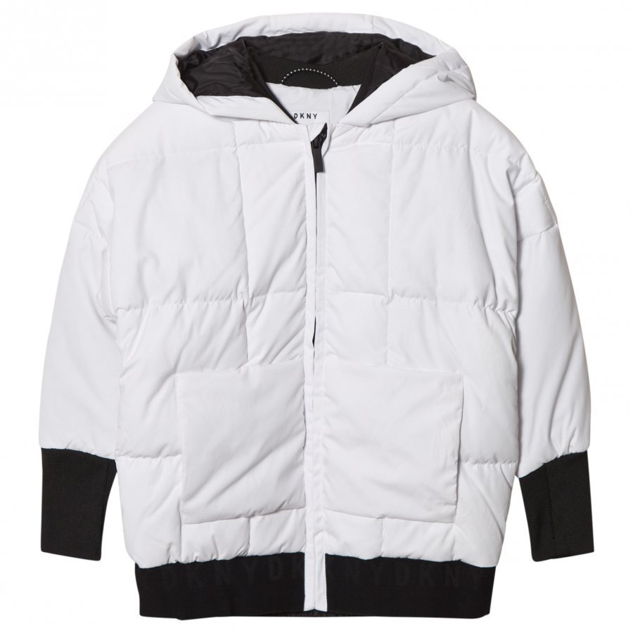 Dkny White Padded Parka Toppatakki