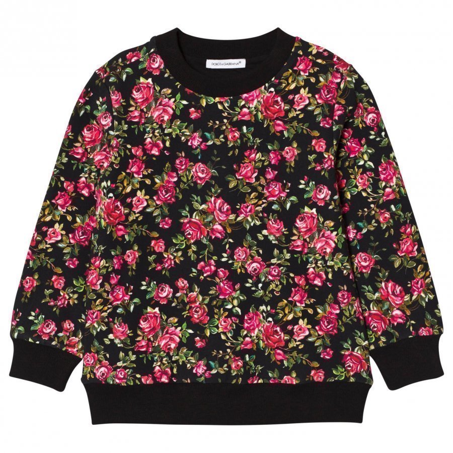 Dolce & Gabbana Black Rose Print Sweatshirt Oloasun Paita