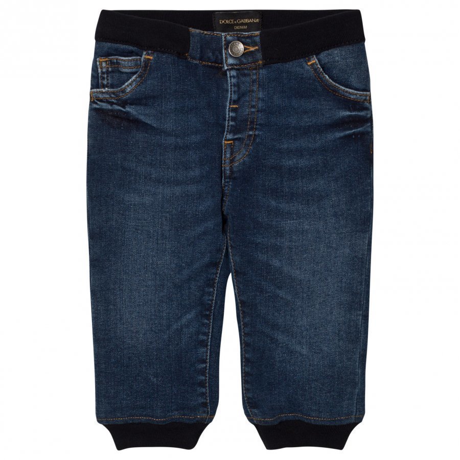 Dolce & Gabbana Blue Mid Wash Pull Up Jeans Farkut