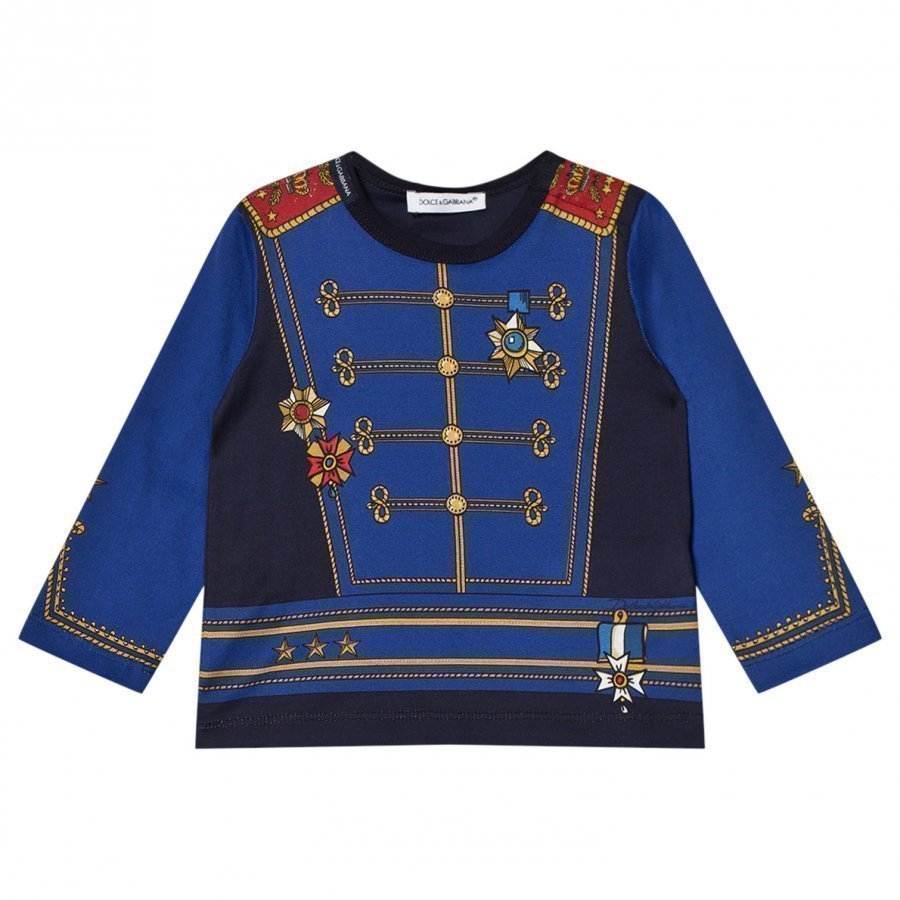 Dolce & Gabbana Blue Military Print Tee T-Paita