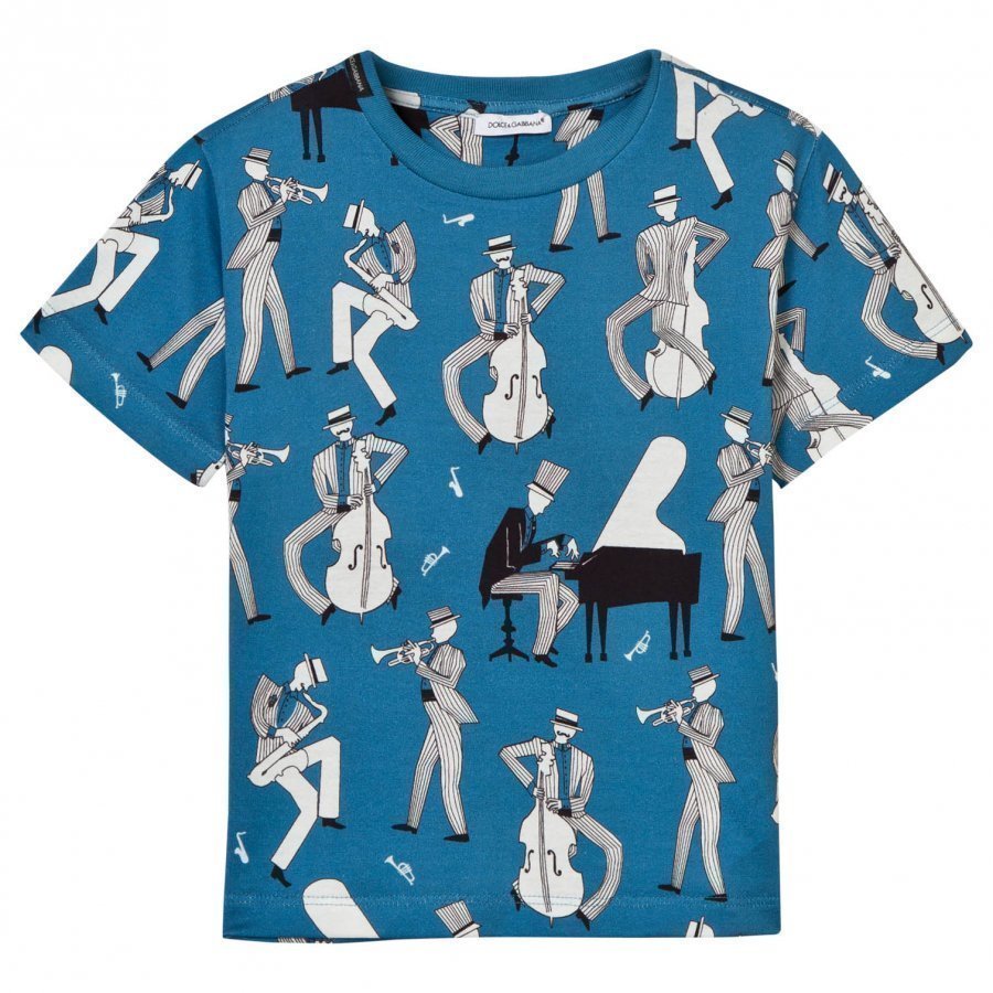 Dolce & Gabbana Blue Multi Musician Print Tee T-Paita