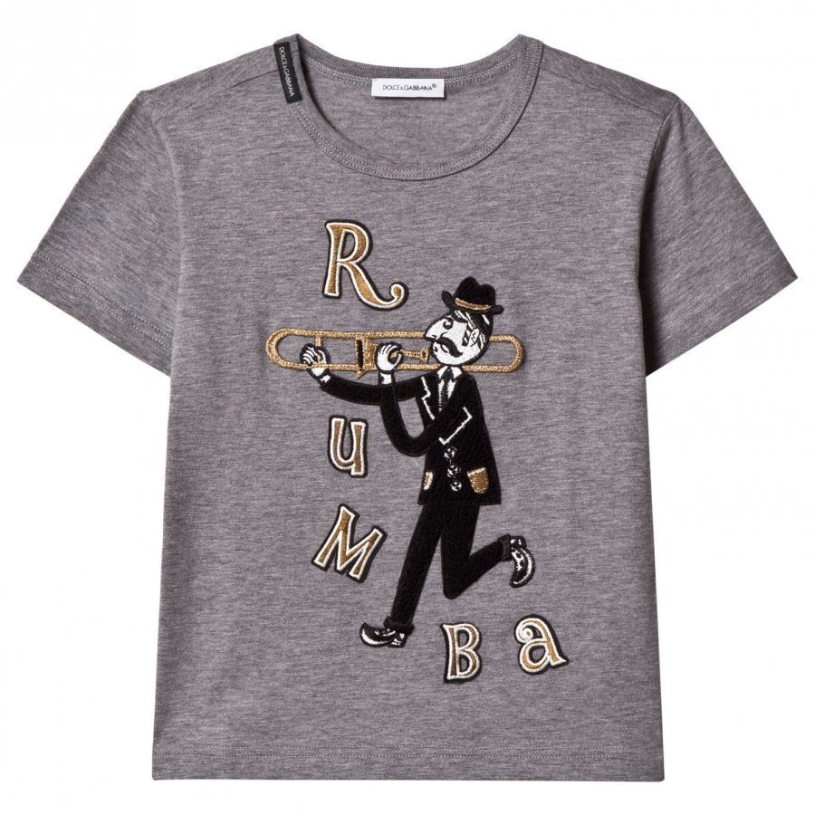 Dolce & Gabbana Grey Musician Rumba Applique Tee T-Paita