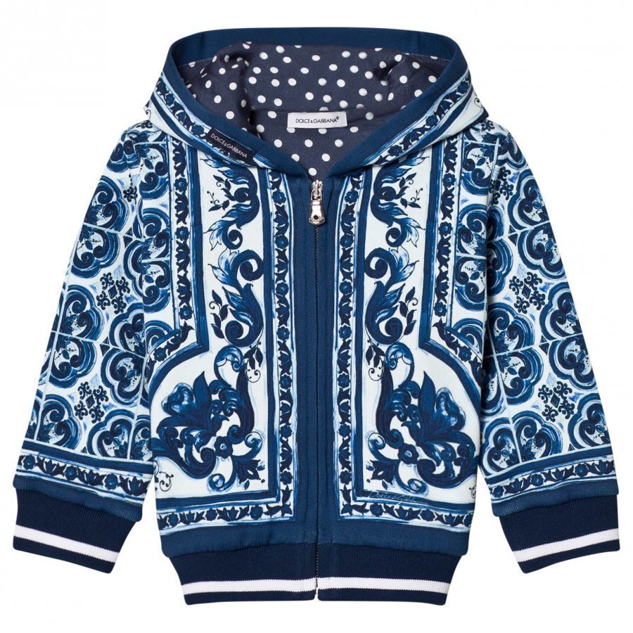 Dolce & Gabbana Hoodie In Printed Cotton Blue Huppari