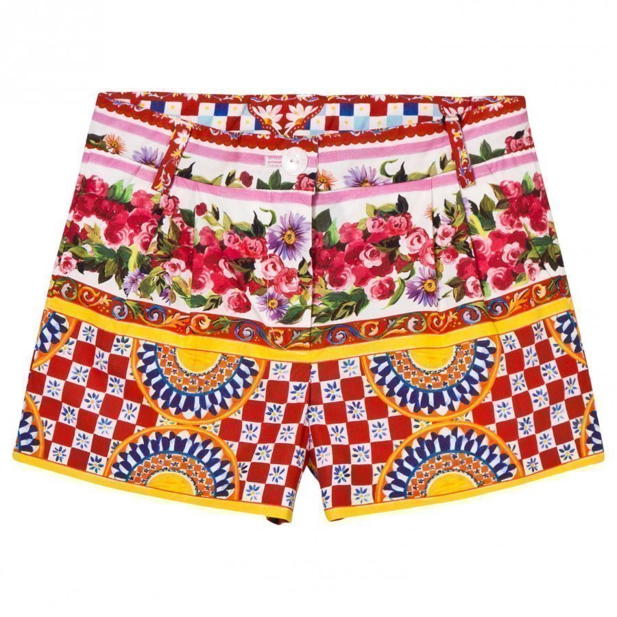 Dolce & Gabbana Multi Majolica Print Cotton Shorts Juhlashortsit