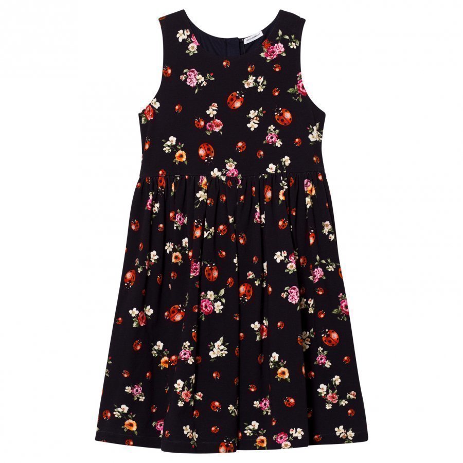 Dolce & Gabbana Navy Floral And Lady Bird Print Interlock Sleeveless Dress Mekko