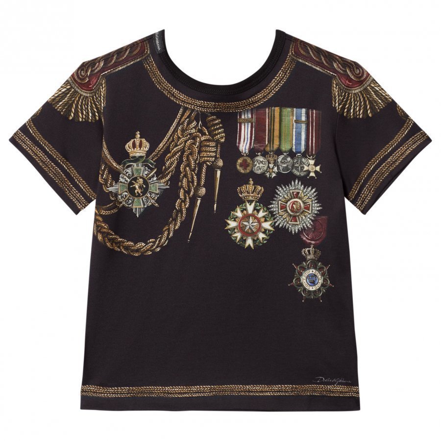 Dolce & Gabbana Navy Military Print Tee T-Paita