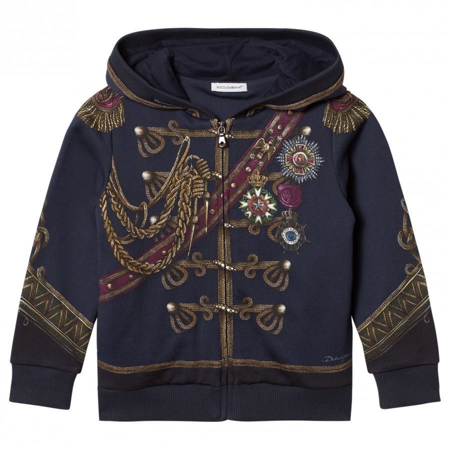 Dolce & Gabbana Navy Military Regalia Print Hoody Huppari