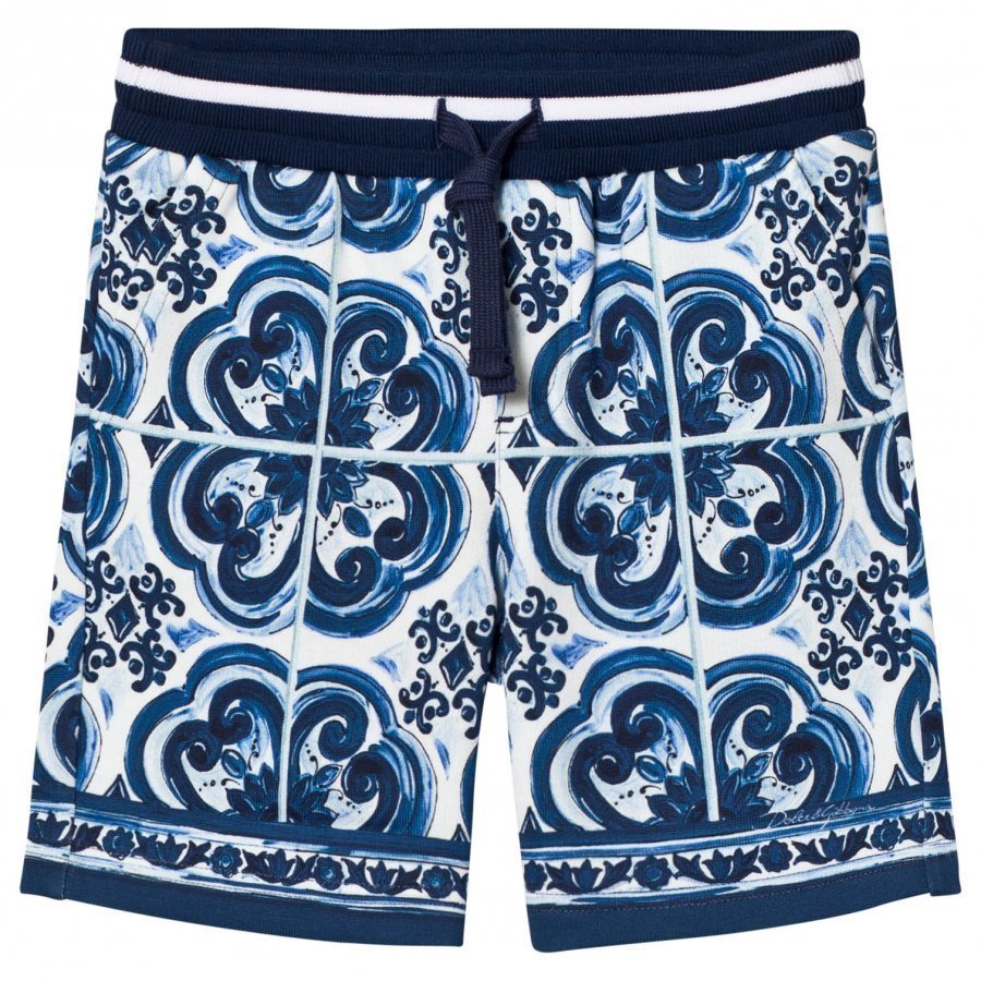 Dolce & Gabbana Sweat Shorts In Printed Cotton Blue Oloasun Shortsit