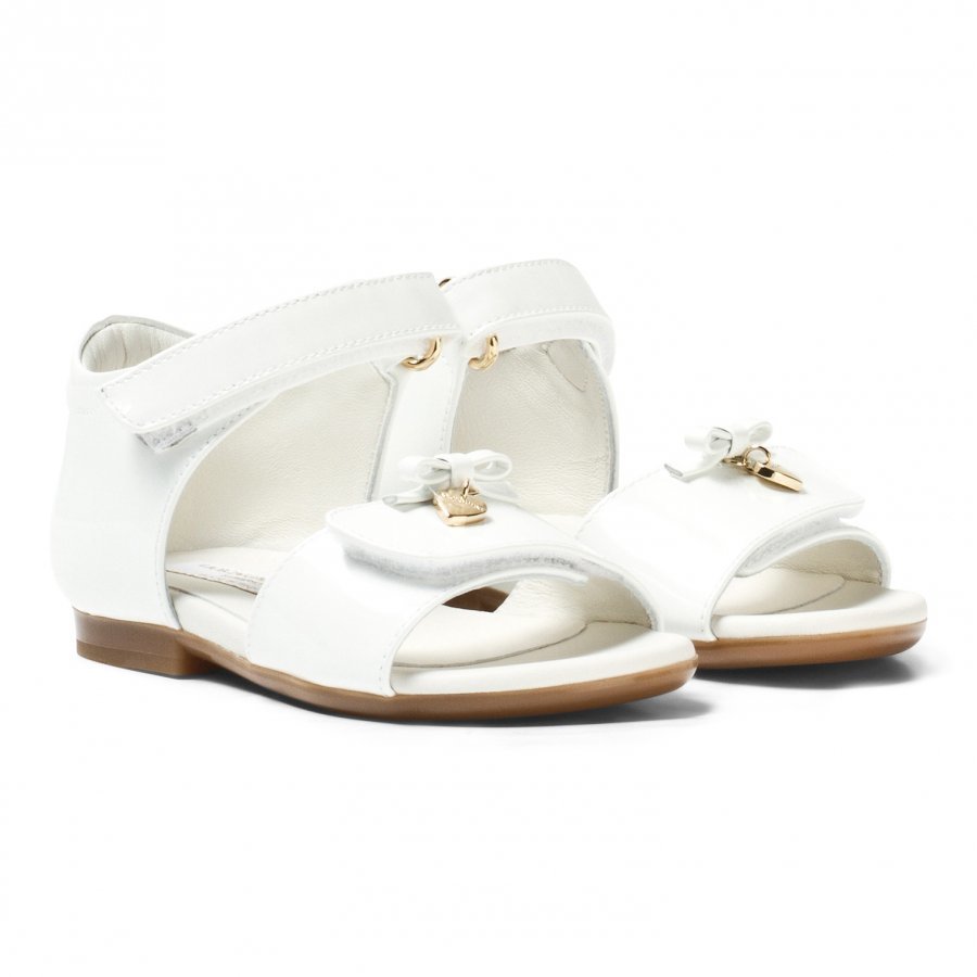 Dolce & Gabbana White Patent Sandal Remmisandaalit