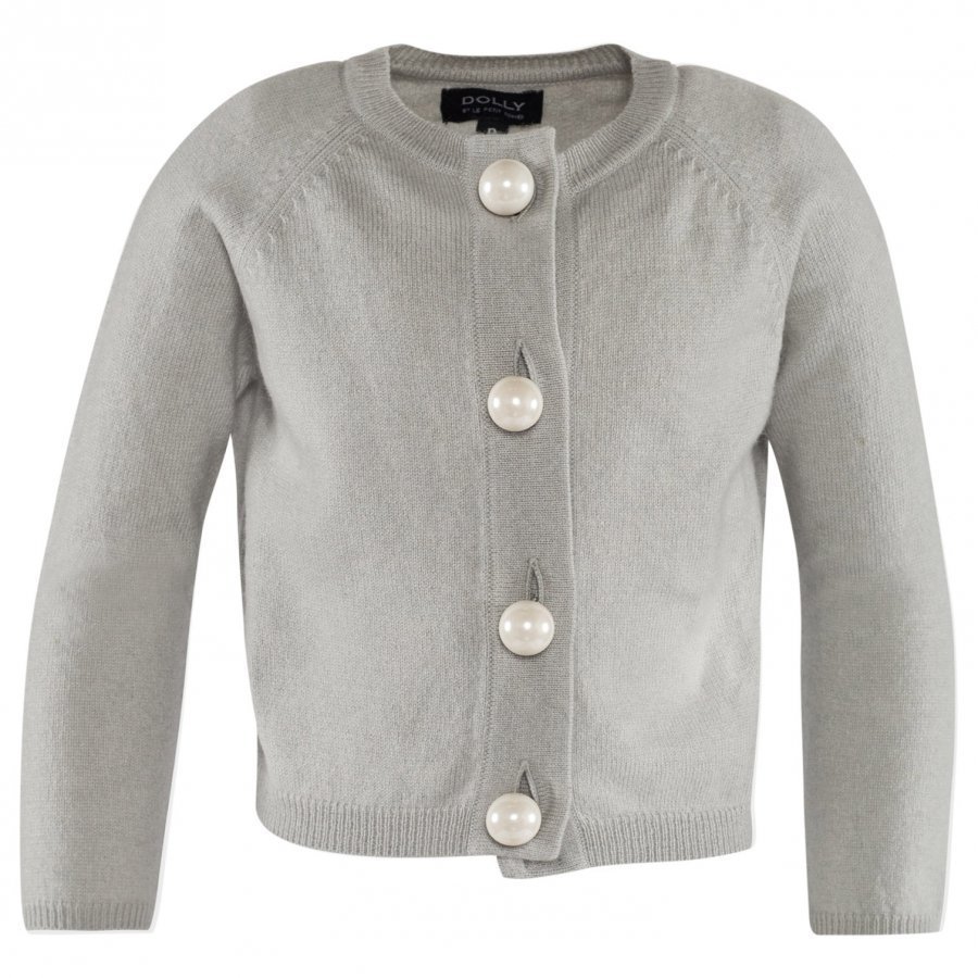 Dolly By Le Petit Tom Pearled Up Cardigan Cashmere Silvergrey Neuletakki