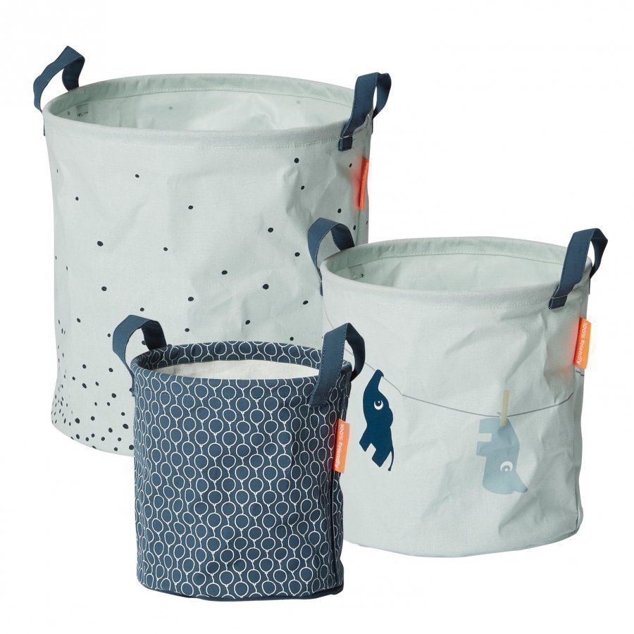 Done By Deer 3 Piece Soft Storage Baskets Blue Säilytyskori