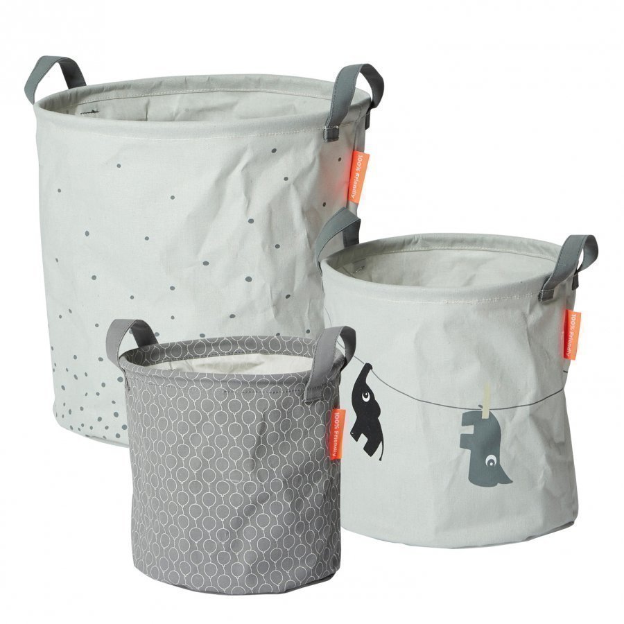 Done By Deer 3 Piece Soft Storage Baskets Grey Säilytyskori