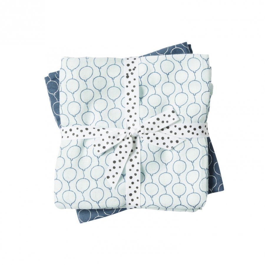 Done By Deer Balloon Burp Cloth 2-Pack Blue Huopa