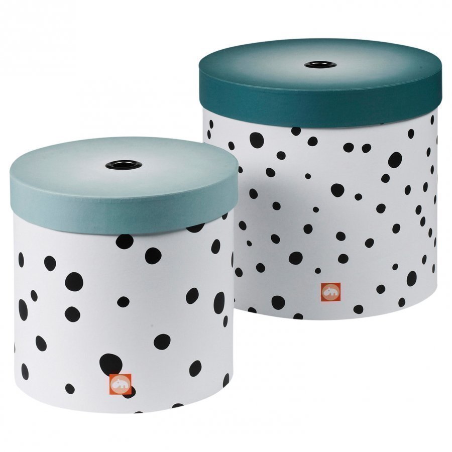 Done By Deer Happy Dots Round Box Set 2 Pieces Blue Säilytyslaatikko