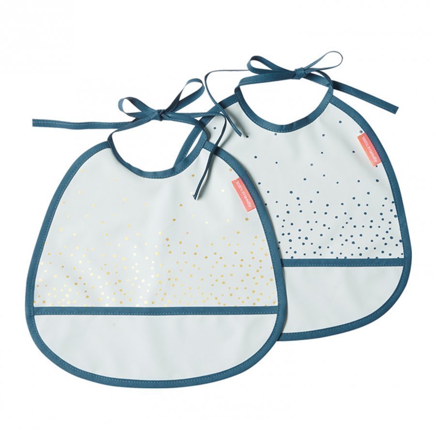 Done By Deer Happy Dots Tiny Bib 2-Pack Blue Ruokalappu