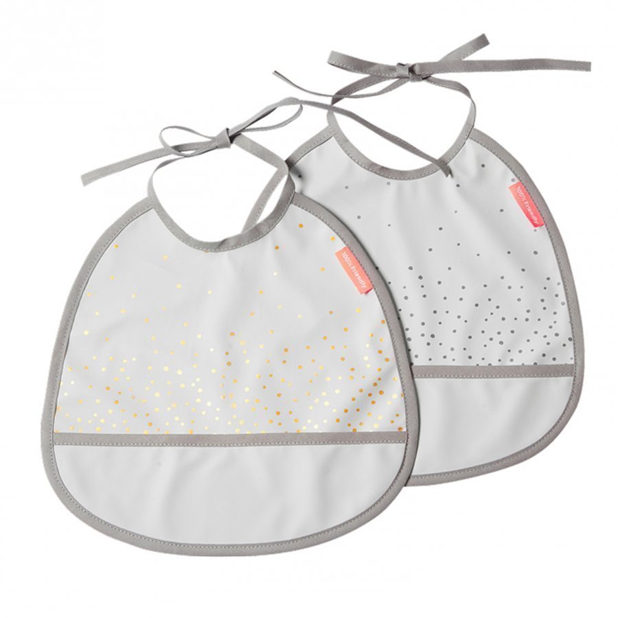 Done By Deer Happy Dots Tiny Bib 2-Pack Powder Ruokalappu