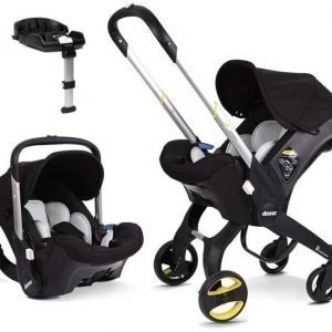 Doona+ Turvakaukalo integroiduilla rattailla + Isofix-jalusta Musta