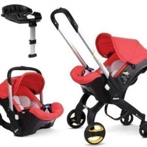 Doona+ Turvakaukalo integroiduilla rattailla + Isofix-jalusta Punainen