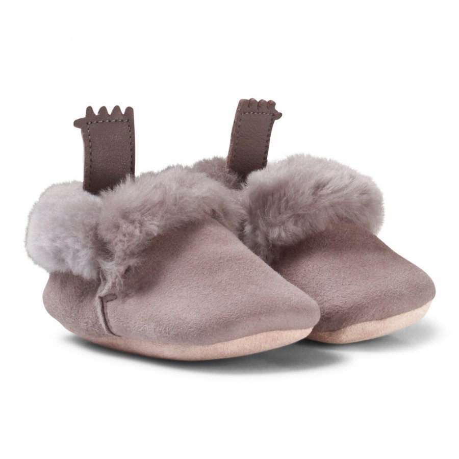 Easy Peasy Grey Ecorce Shearling Crib Booties Vauvan Kengät