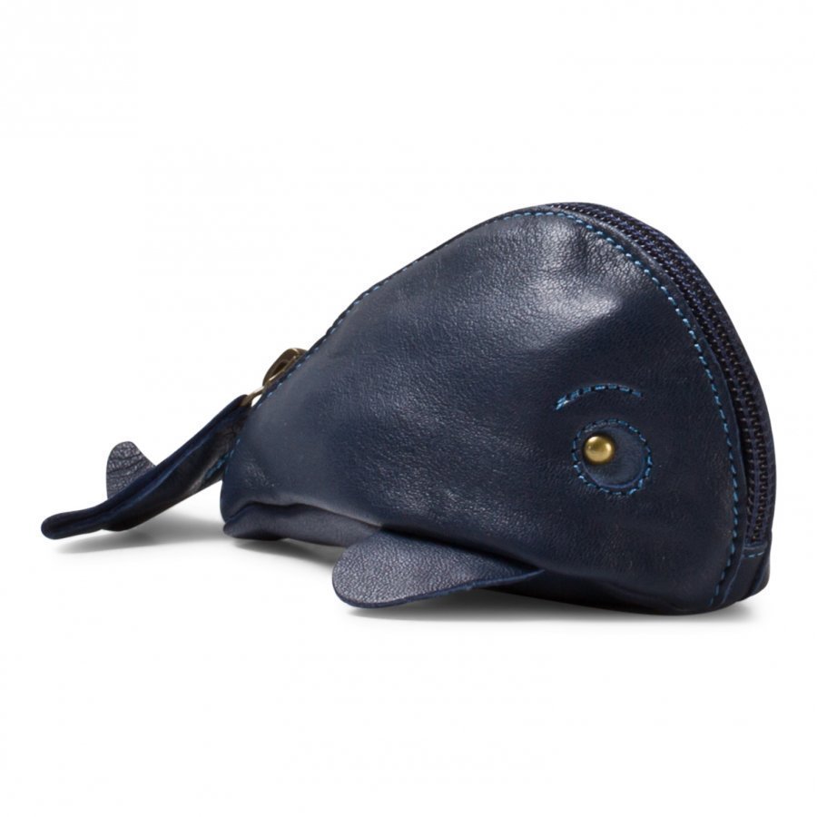 Easy Peasy Navy Whale Leather Purse Kukkaro