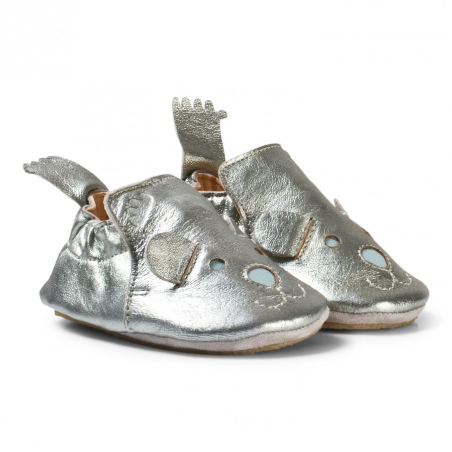 Easy Peasy Pewter Leather Teddy Blublu Shoes With Anti Slip Sole Vauvan Kengät