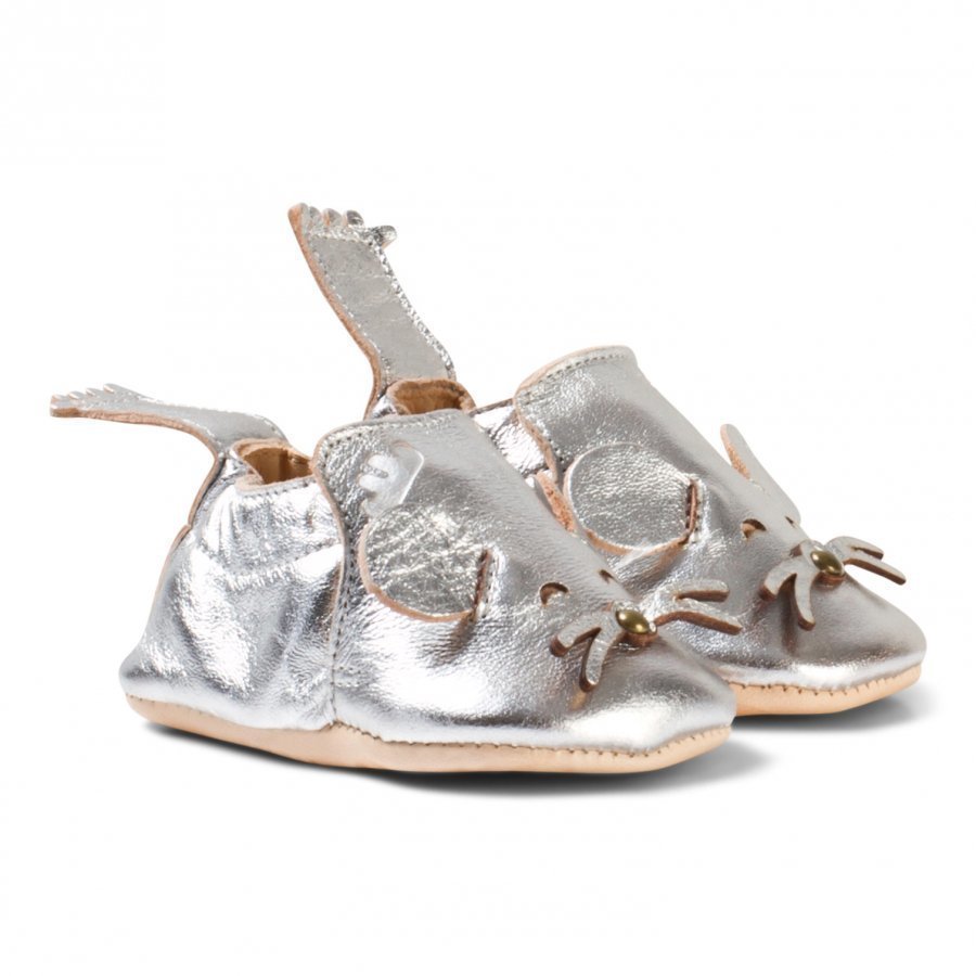 Easy Peasy Silver Metallic Mouse Blumoo Crib Shoes Vauvan Kengät