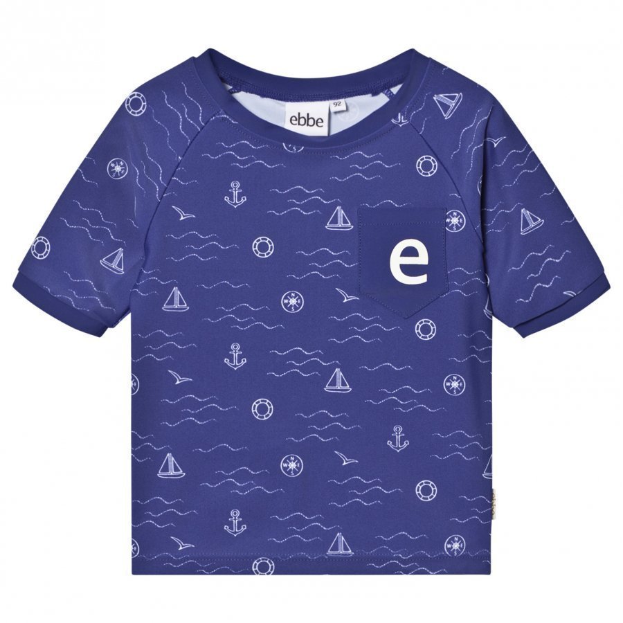 Ebbe Kids Artie Swim Tee Blue Sea Waves Uv-Paita