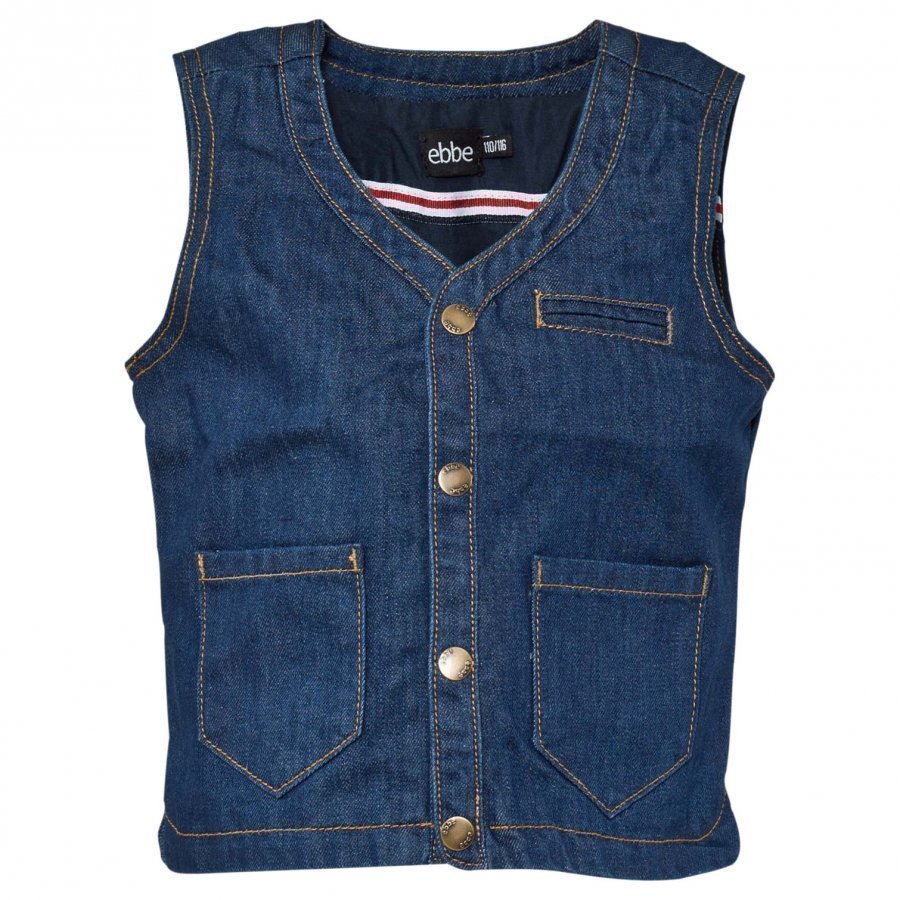 Ebbe Kids Kaj Bruket Denim Waistcoat Medium Dark Blue Toppaliivi