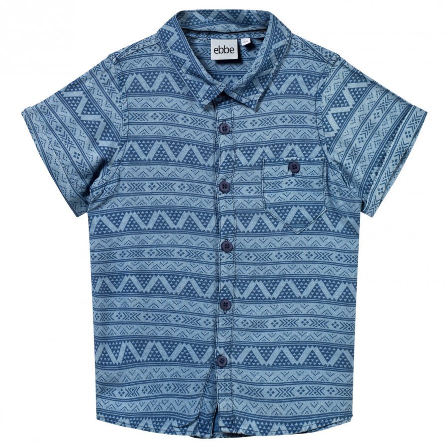 Ebbe Kids Ss Miko Shirt Small Blue Inka Kauluspaita