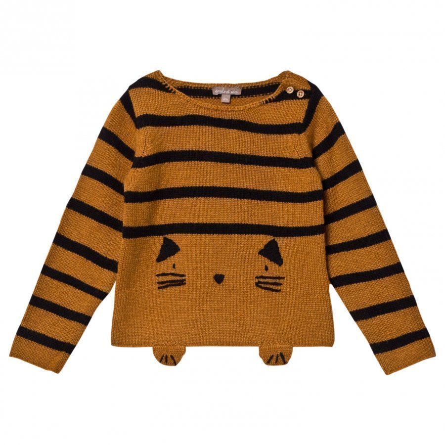 Emile Et Ida Knitted Cat Detail Sweater Gato Paita