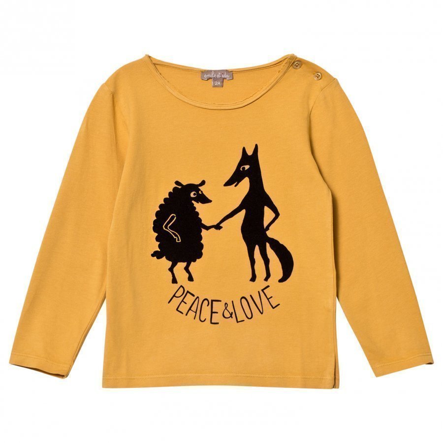 Emile Et Ida Peace And Love Tee Ocre Pitkähihainen T-Paita