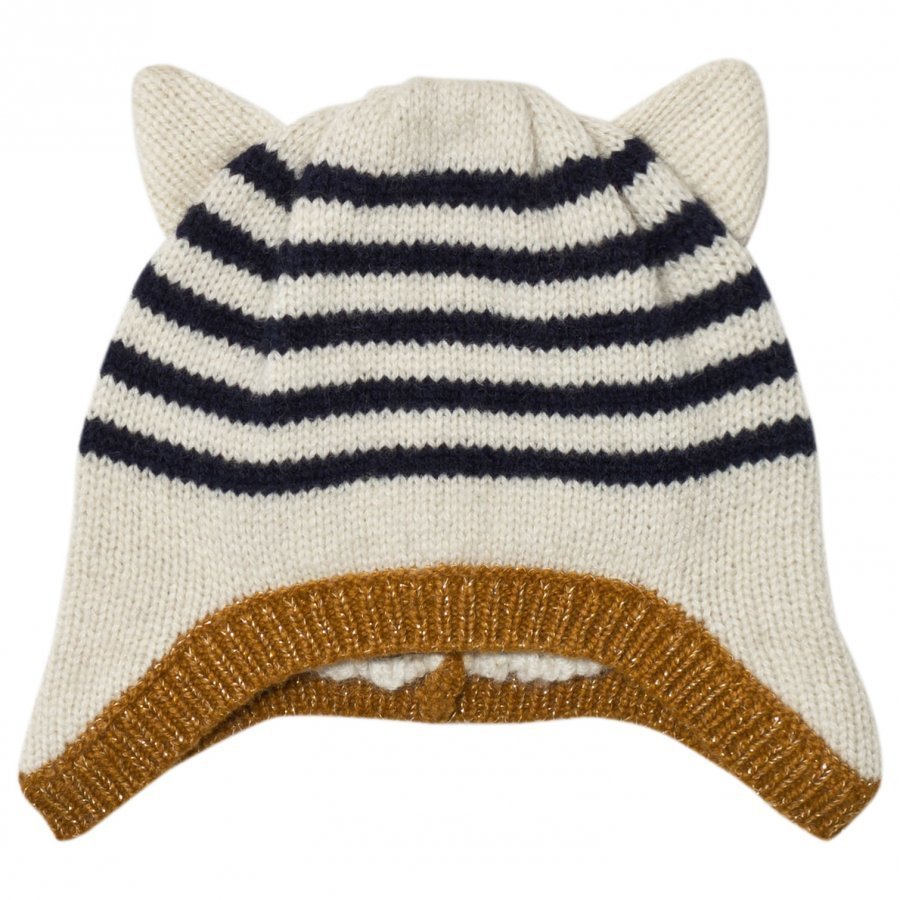 Emile Et Ida Striped Hat With Ears Ecru Pipo