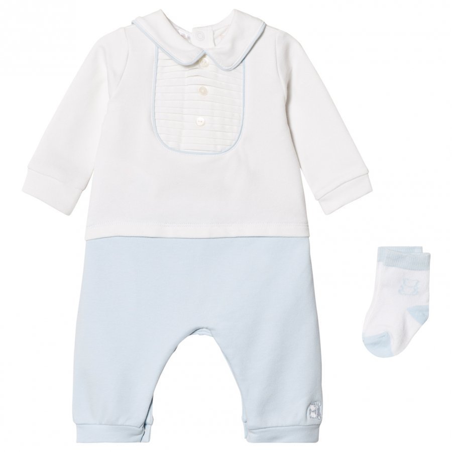 Emile Et Rose Langley One-Piece And Sock Set In Blue And White Asusetti