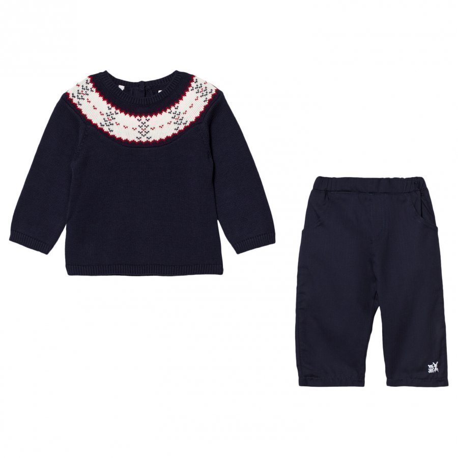 Emile Et Rose Lars Navy Fairisle Top And Pants Set Asusetti