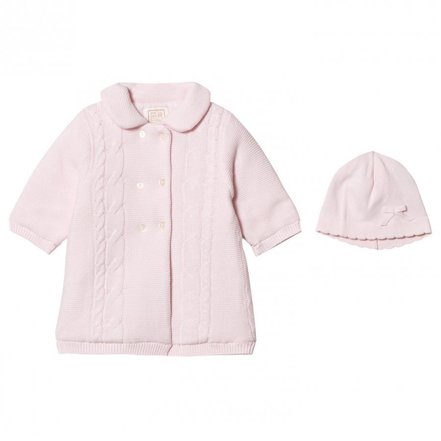 Emile Et Rose Lucy Pink Padded Knit Coat With Hat Toppatakki