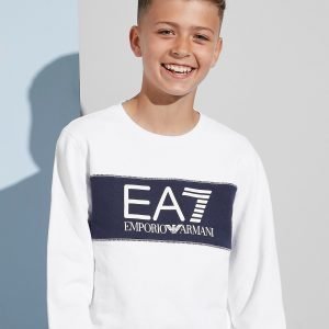 Emporio Armani Ea7 Colour Block Fleece Crew Sweatshirt Valkoinen